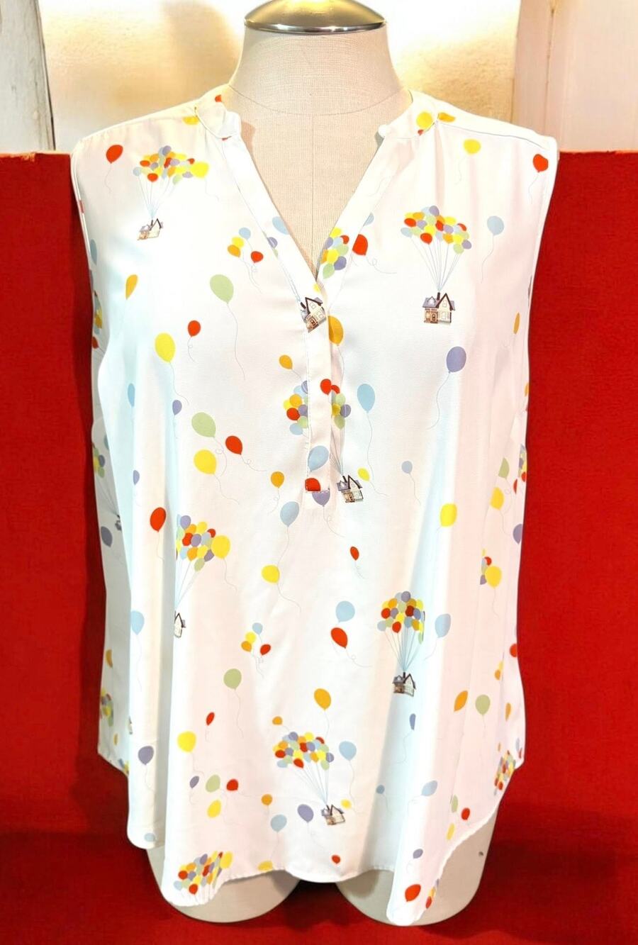 Torrid 6 (6X 30) Up Pixar Balloon House Georgette Hi Lo Pullover Tank Blouse